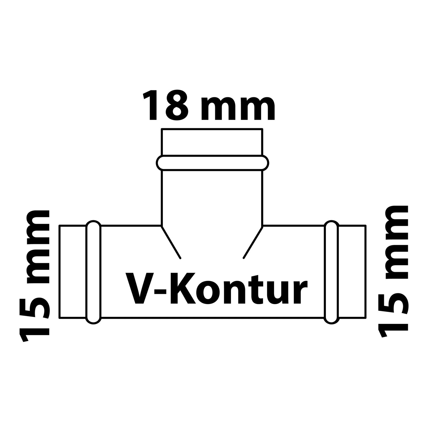Kirchhoff CU-Reduzier-T-Stück, 15/18/15mm, blank, für Pressfittings.