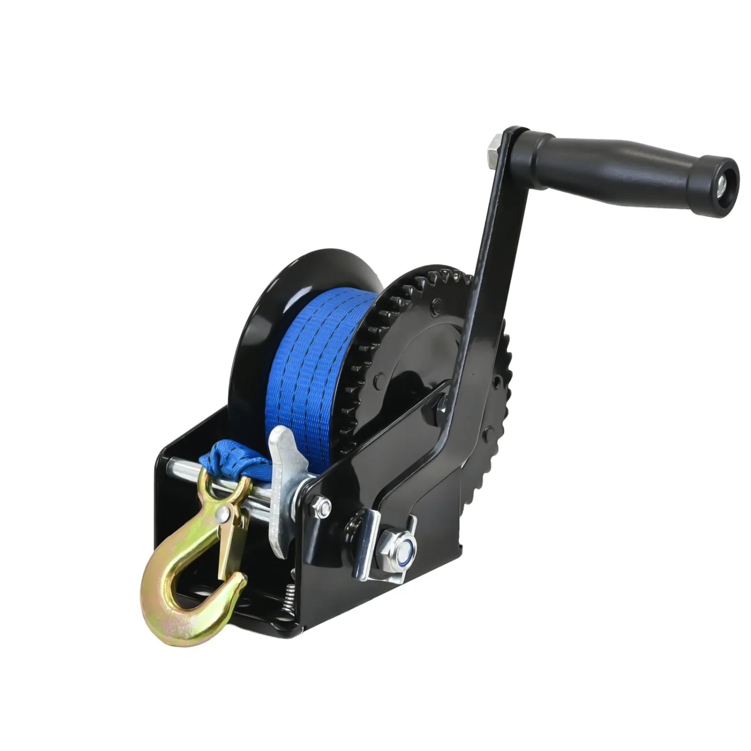 TRUTZHOLM Gurtwinde 540 kg Gurtlänge 10 m Gurtbreite 5 cm mit Lasthaken Sperrhebel Handkurbel Ergonomisch