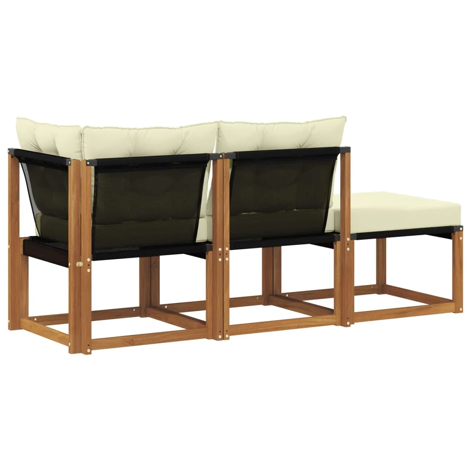 vidaXL Outdoor-Schnittsofa, 3-teilig, Akazie/Creme, Gartenmöbel für Terrasse & Garten.