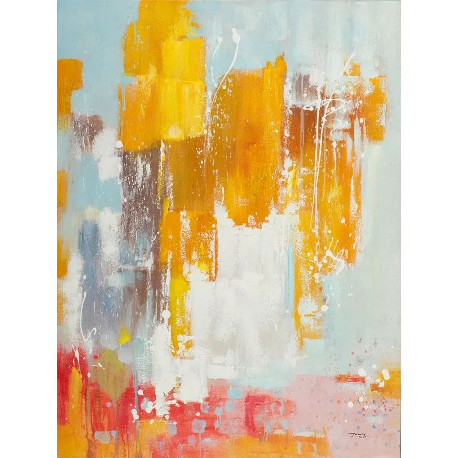 Art Universe Leinwandbild Abstrake Kompostion in Sonnengelb 90 x 120 cm