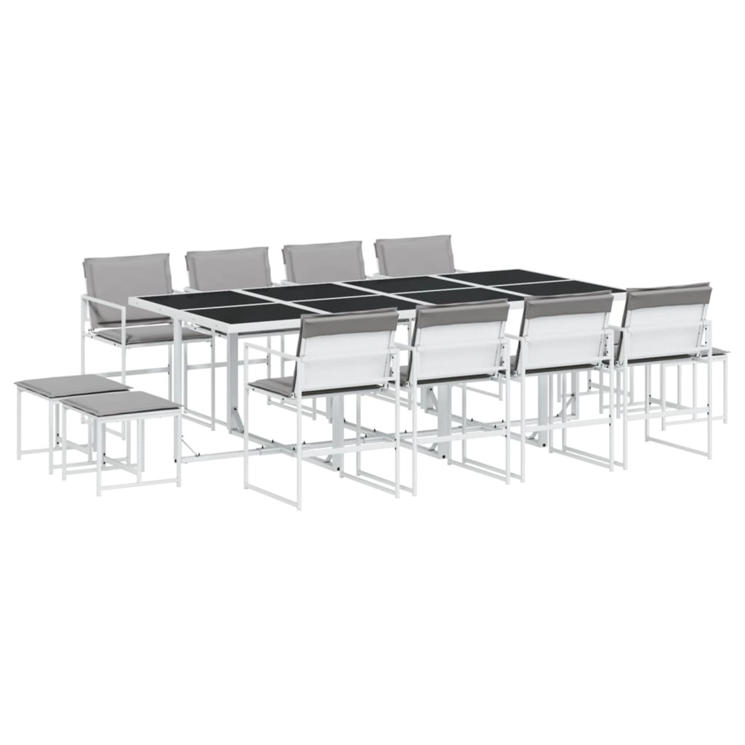 vidaXL 13-Tlg Garten-Essgruppe mit Kissen Weiß Textilene 3295100 günstig online kaufen