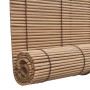 Braun gerolltes Bambusrollo, 150x160 cm, für Fensterdekoration und Sichtschutz.