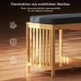 HOMCOM Schuhbank aus hellem Naturholz-Bambus mit dunklem Sitzkissen. Robuste Konstruktion für Flur & Schuhregale.