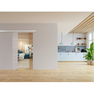 Novadoors Glasschiebetür Nova 582 Klar mit Laserstreifen, 93,5x205,8 cm, 8 mm stark.