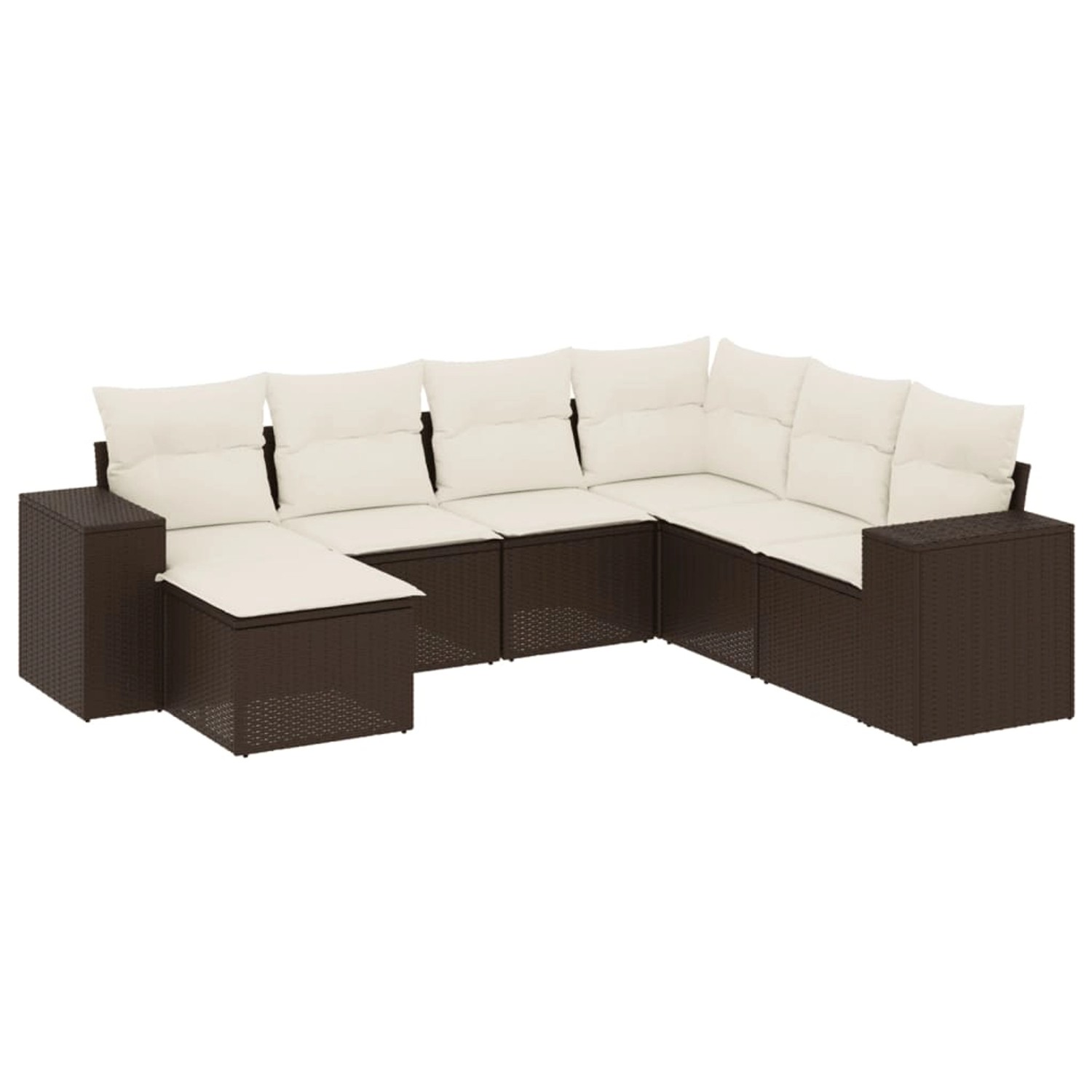 vidaXL 7-Tlg Garten-Sofagarnitur mit Kissen Braun Poly Rattan 3255240 günstig online kaufen
