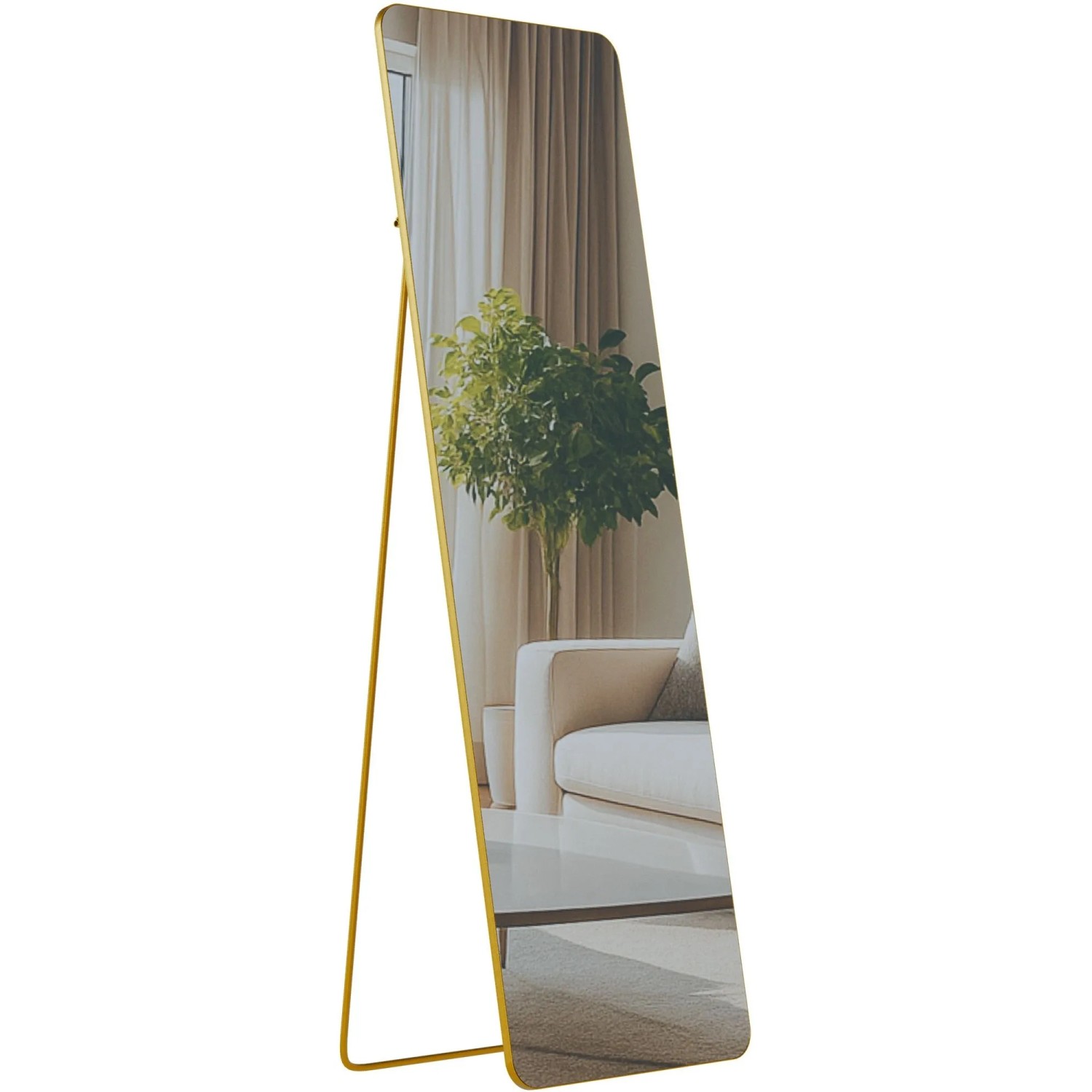 DELUKE Standspiegel MURCIA Glas Gold Glanz 50x3x160cm Ganzkörperspiegel Freistehender Spiegel Groß Schlafzimmer