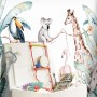 Helle Fototapete mit Dschungeltieren (Giraffe, Koala, Tukan) von Rasch, passend zum Kinderzimmer.