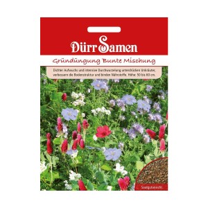 Dürr Samen Gründüngung Bunte Mischung für 100 m², Saatgutmischung mit blühenden Pflanzen.