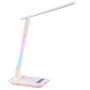 Weiße LED-Tischlampe Cyberglow mit RGB-Effekt, dimmbar und mit USB-Ladefunktion für den Schreibtisch.