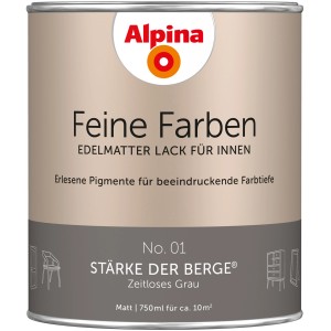 Alpina Feine Farben Lack No. 01 Stärke der Berge Grau, edelmatt, 750ml Dose.