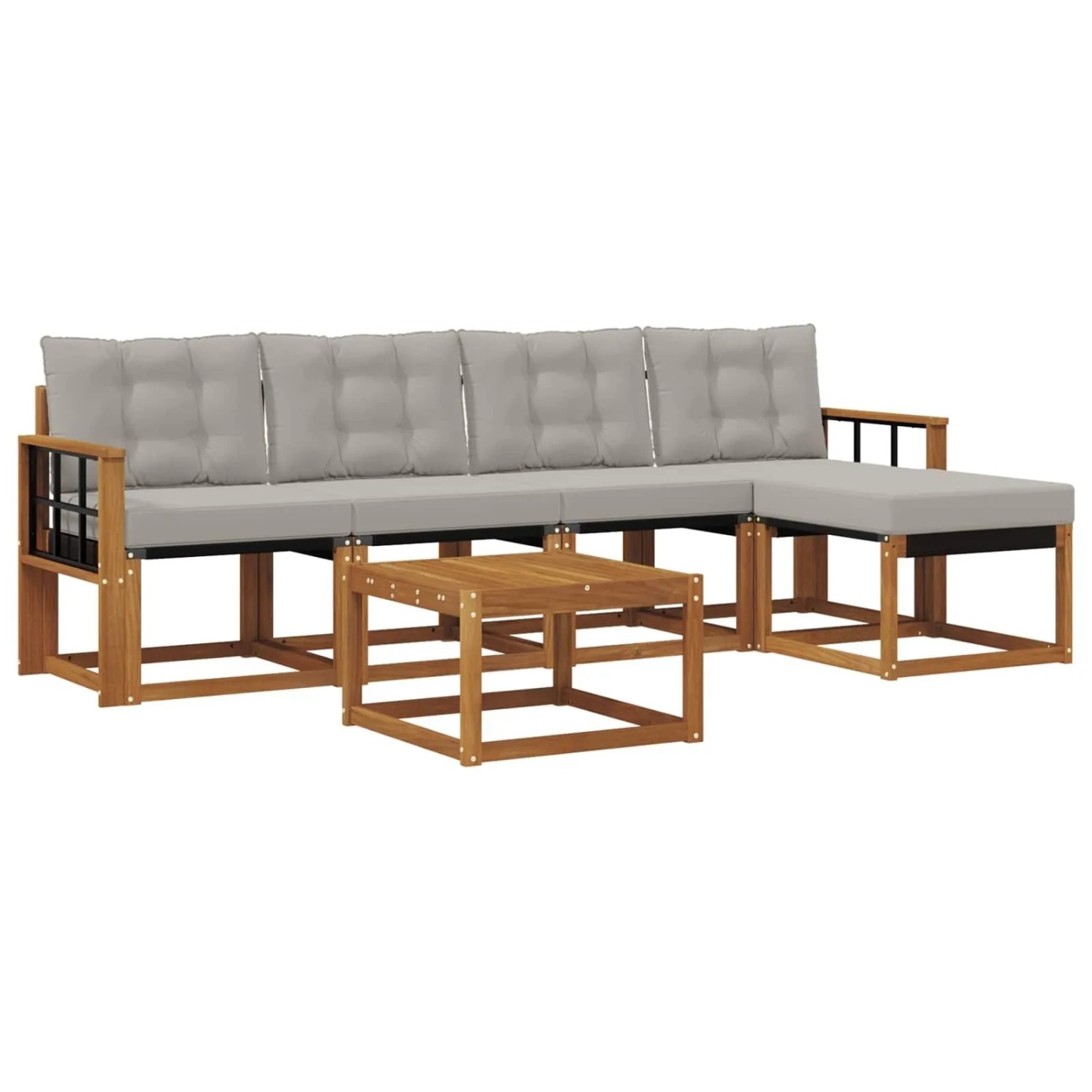 vidaXL Outdoor-Sofagarnitur mit Kissen 6-Tlg Natur und Hellgrau 3368598