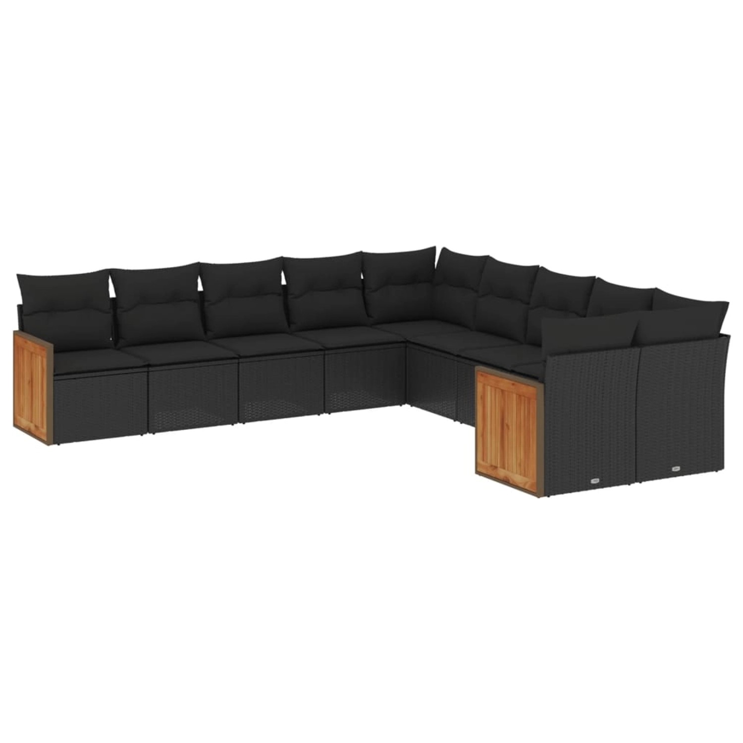 vidaXL 10-Tlg Garten-Sofagarnitur mit Kissen Schwarz Poly Rattan 3228029 günstig online kaufen