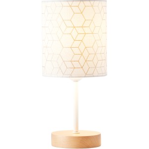 Brilliant Tischlampe Galance, weiße Design-Leuchte mit Holzfuß, 31 cm hoch.