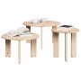 vidaXL Couchtisch Set, 3 runde Tische aus Kiefer Massivholz, Naturholzoptik.