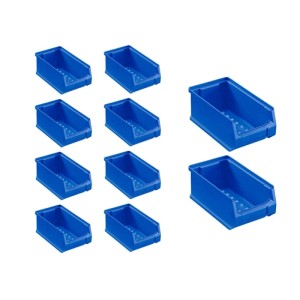 PROREGAL SparSet: 10 blaue Sichtlagerboxen, 7,5x10x17,5cm, 0,8 Liter, für Aufbewahrungssysteme.