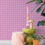 ESTAhome Vliestapete Lila mit weißem Karomuster. Dekorative Wandgestaltung für moderne Räume.