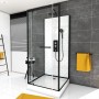 Aurlane Komplettdusche Metro 80x80 cm mit schwarzem Rahmen, Kopf- und Handbrause.
