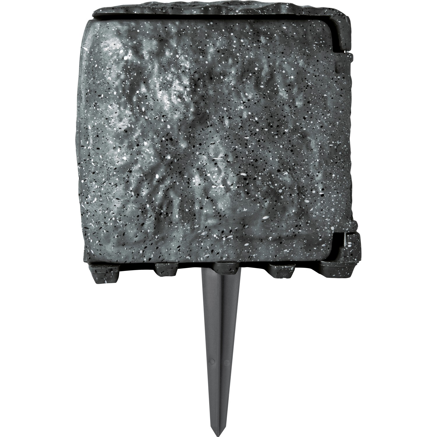 Gartensteckdose in Steinoptik mit 4 Steckdosen und Erdspieß für den Außenbereich.