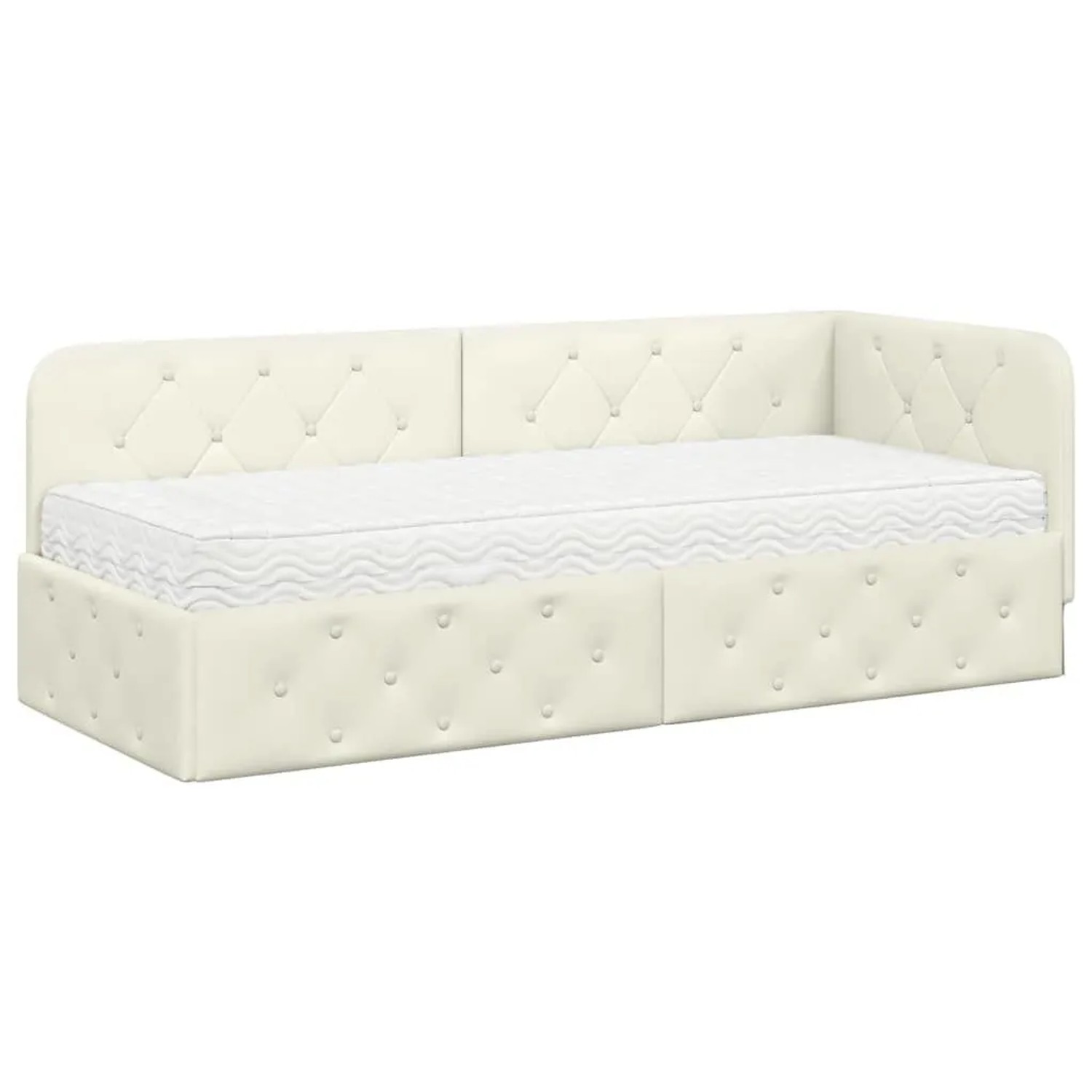 vidaXL Eckbettgestell mit Matratze mit Kopfteil Creme 80 x 200 cm Samt 3394 günstig online kaufen