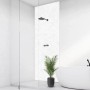 Walllux Duschrückwand Marmor Weiss, 100x210cm, im modernen Badezimmer.