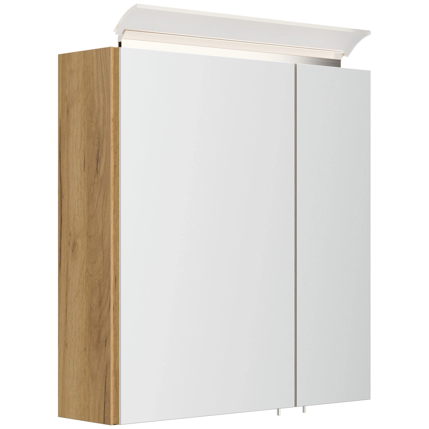 Posseik Spiegelschrank inkl. Design LED-Lampe u. Glasböden 60 cm Eiche Gold