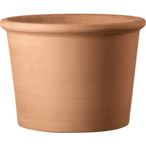 Weißer Deroma Pflanztopf Zylinder Bordato, 33 cm, aus Terrakotta für den Garten.