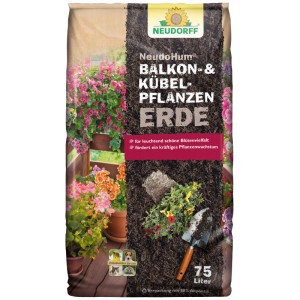 Neudorff NeudoHum Balkon- & Kübelpflanzen Erde, 75 l Sack für Balkon und Terrasse.