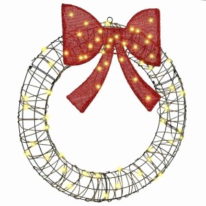 vidaXL Kranz mit 60 LEDs Warmweiß 75 cm Rattan 42019139