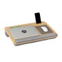Relaxdays Laptopkissen Bambus Natur Grau Handgelenkauflage Mauspad 10 cm x 55,5 cm x 36 cm 1,9 kg