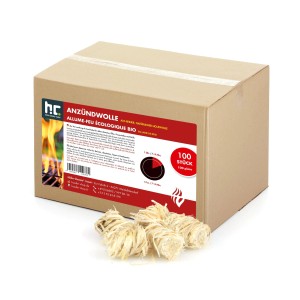 Höfer Chemie Anzündwolle, 100 Stück im Karton, für Kamin, Ofen & Grill.