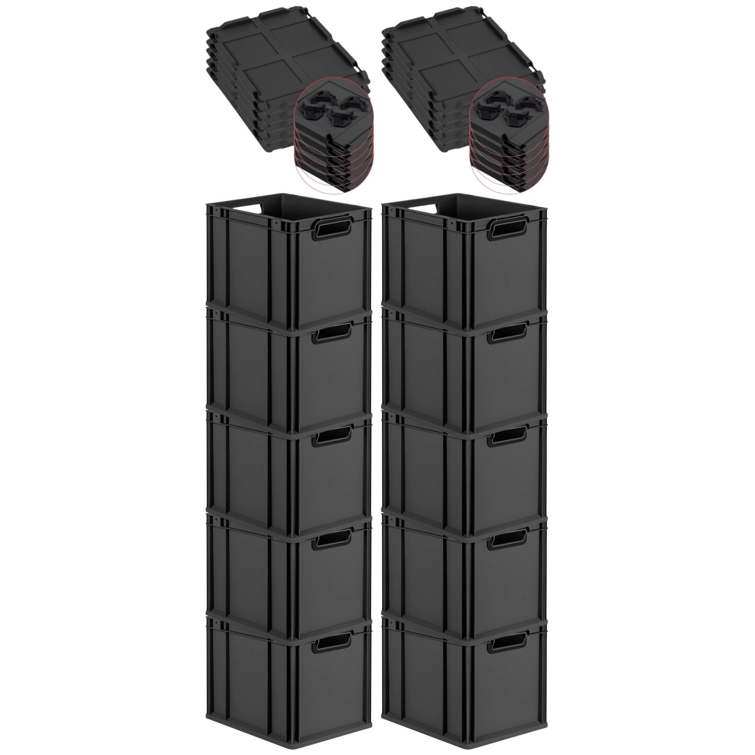 PROREGAL SparSet 10x Eurobox Nextgen Color Mit Auflagedeckel HxBxT 32x30x40 günstig online kaufen
