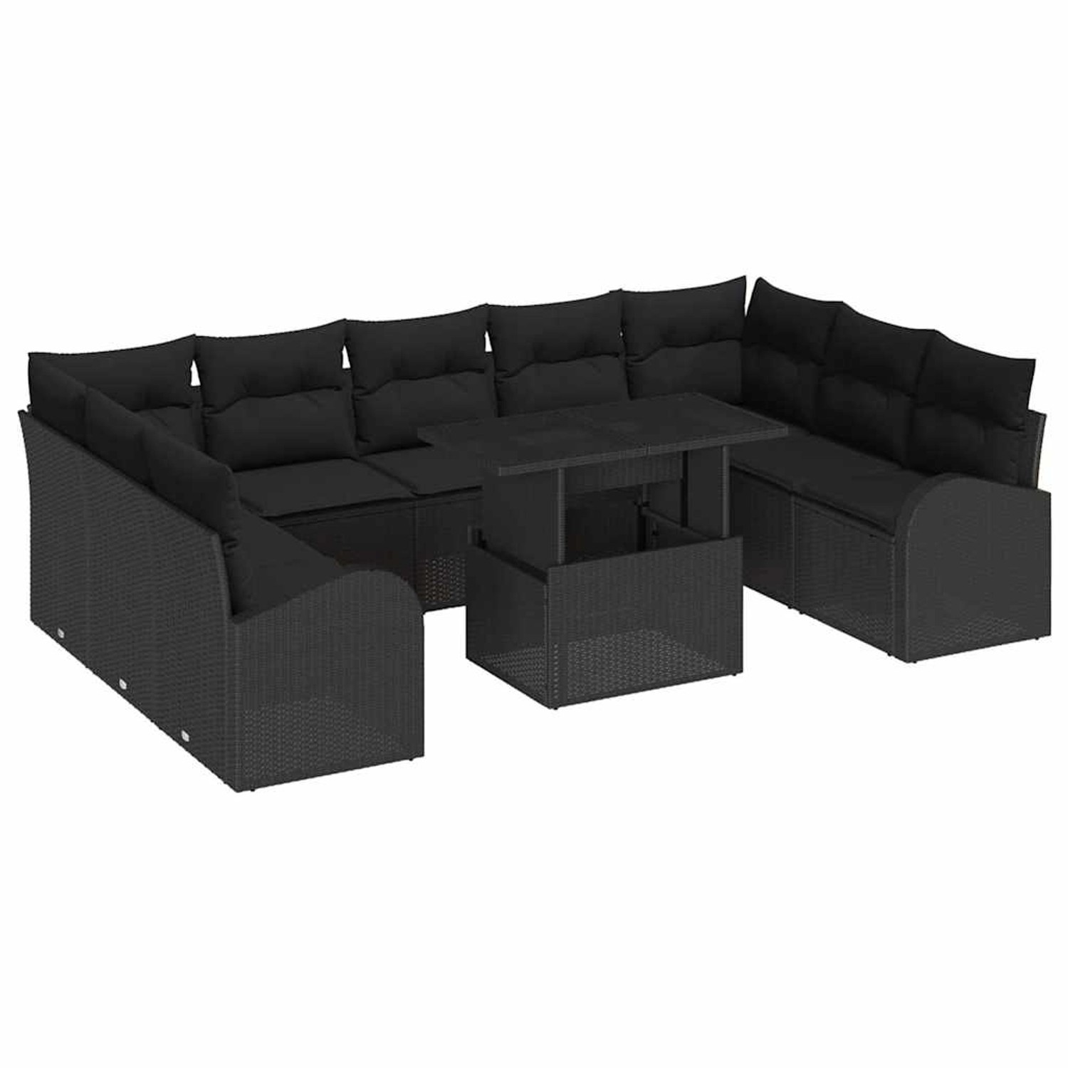 vidaXL Garten-Sofa-Set mit Speicher 10-Tlg Schwarz Poly Rattan 3357446 günstig online kaufen