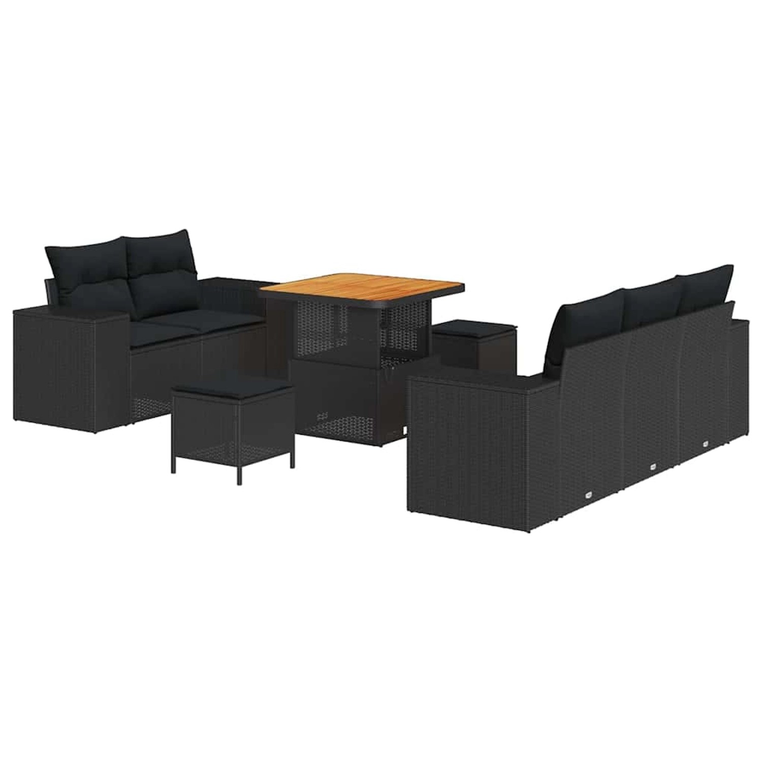 vidaXL Garten-Sofa-Set 8-Tlg Schwarz Poly Rattan 3361944 günstig online kaufen