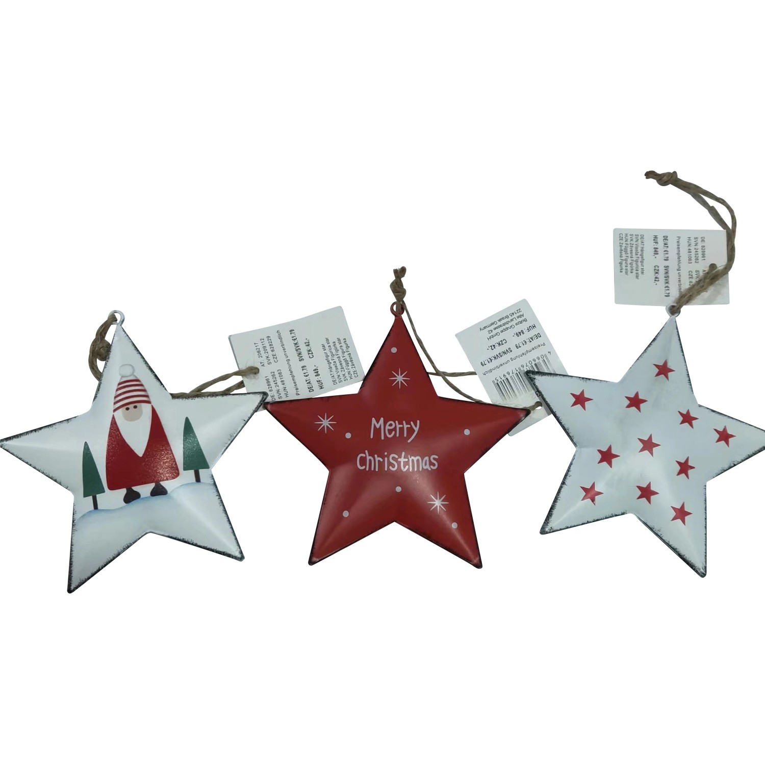Boltze Weihnachtsstern-Anhänger "Star w. Star" Rot/Weiß in 3 Designs ca. 11 cm