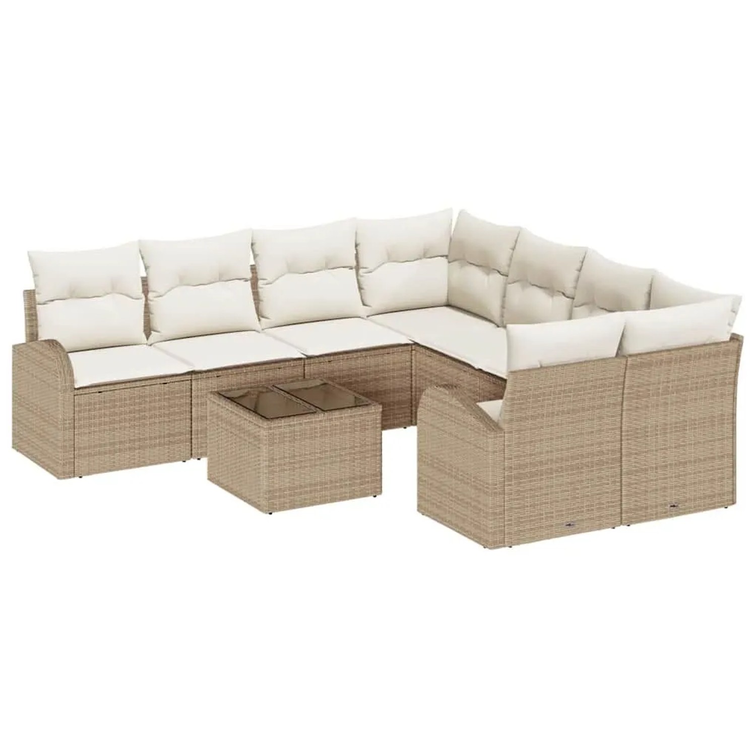 vidaXL Sofa Set mit Kissen 9-Tlg Beige und Creme Poly-Rattan 3354650 günstig online kaufen
