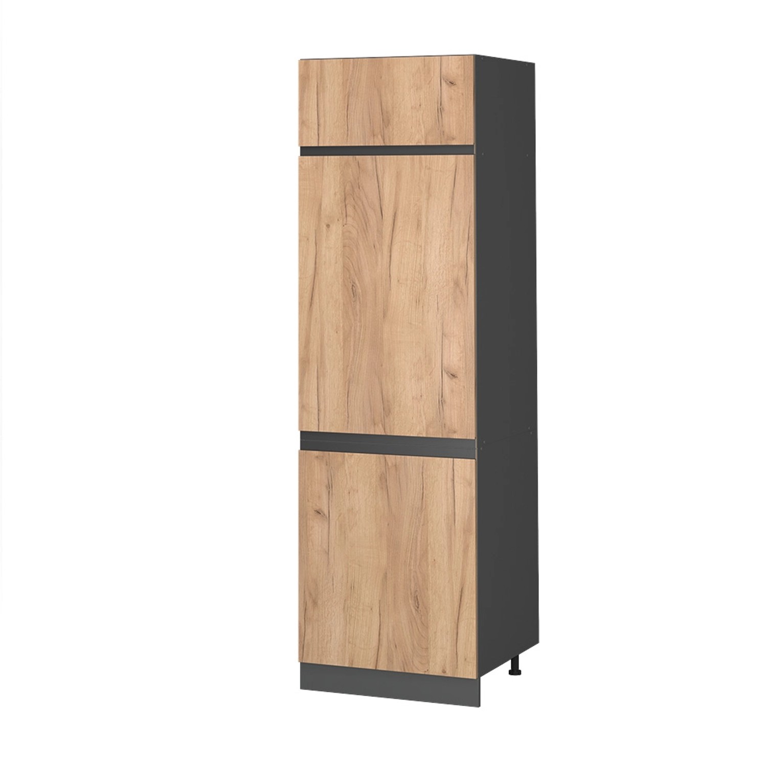 Vicco Kühlumbauschrank R-Line Goldkraft Eiche/Anthrazit 60 cm J-Shape
