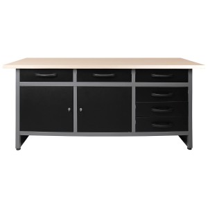 Ondis24 Werkbank Karsten 160 cm mit 6 Schubladen und 2 Türen für die Werkstatteinrichtung.