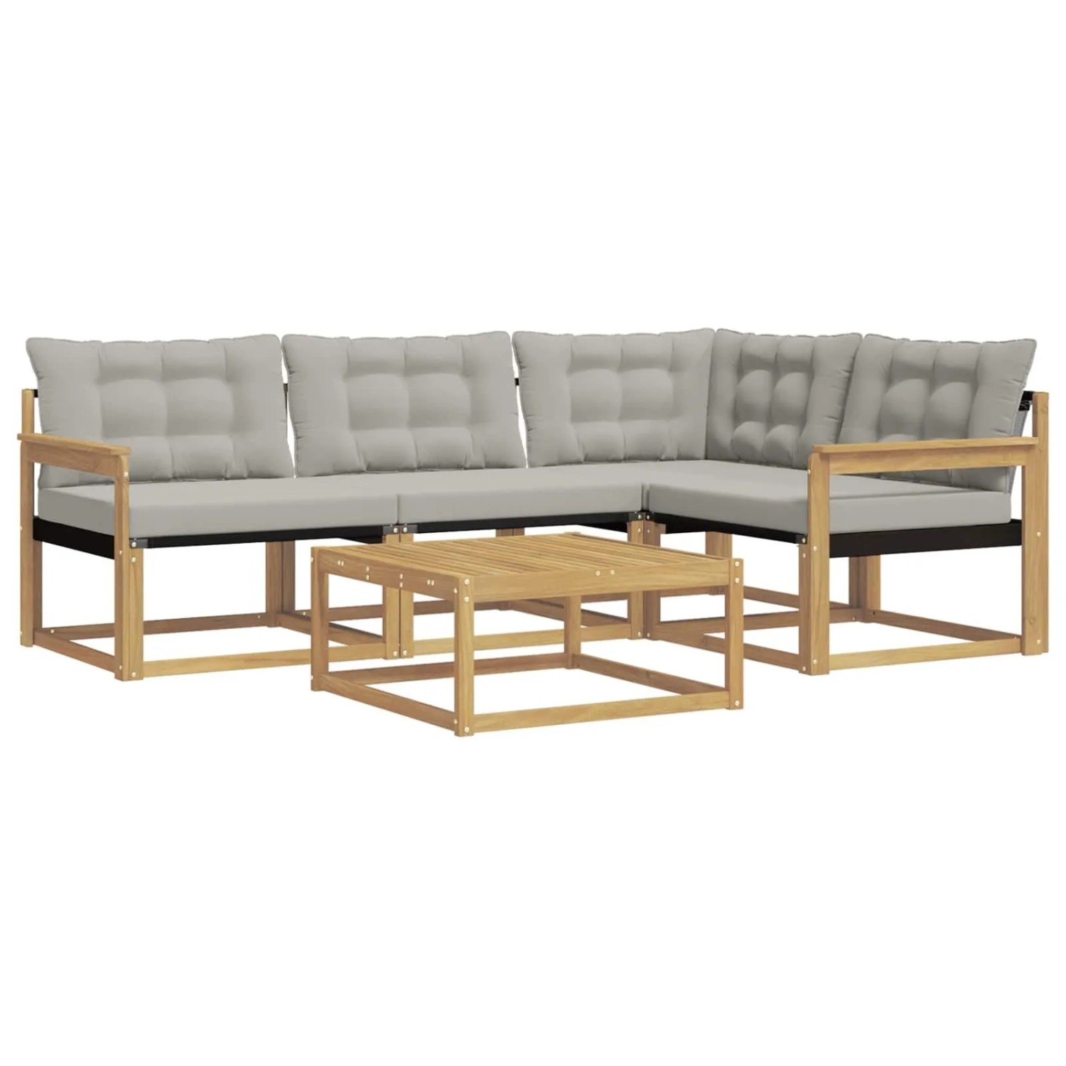 vidaXL Outdoor-Sofagarnitur 5 Stk Weiß und Hellgrau 79 x 79 x 37 cm 3388653