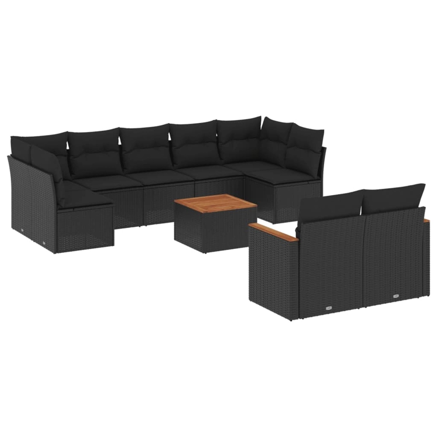 vidaXL 10-Tlg Garten-Sofagarnitur mit Kissen Schwarz Poly Rattan 3226293 günstig online kaufen