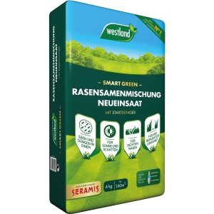 Westland Rasensamen Smart Green, 4 kg Packung für 160 m², zur Rasen-Neusaat und Reparatur.