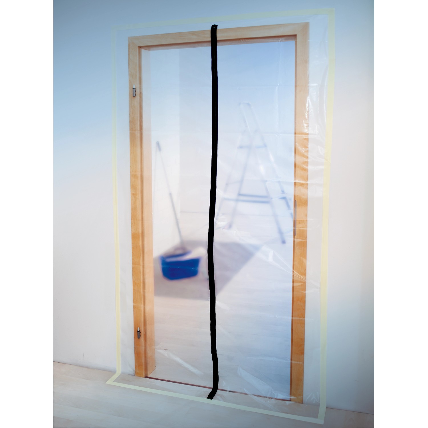 LUX Folientür mit Reißverschluss, 2,1x1,1m, zum staubdichten Verschließen von Türen während Renovierungsarbeiten.