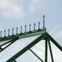 Vitavia Firstkrone Smaragd auf Gewächshausdach, grüne Zierleiste aus PVC.