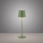 Grüne Akku-LED-Tischleuchte Boteria, Ø 11 cm, 37 cm hoch. Dekoleuchte für den Außenbereich.