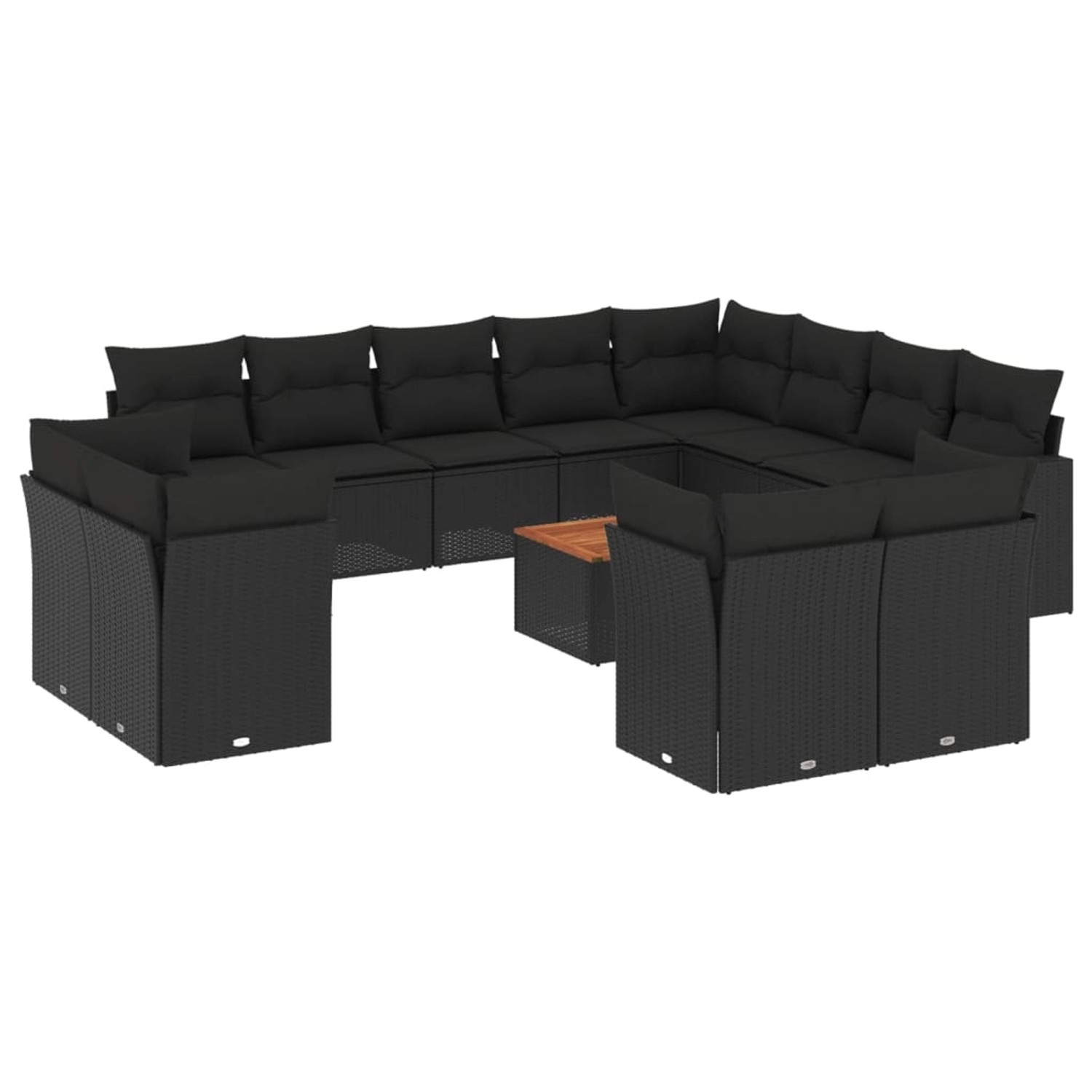 vidaXL 13-Tlg Garten-Sofagarnitur mit Kissen Schwarz Poly Rattan 3223948 günstig online kaufen