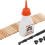 LUX Dübel-Set 6 mm: Holzdübel, Holzbohrer, Dübelmarkierhilfen, Metall-Feststellring und Ponal Leim.