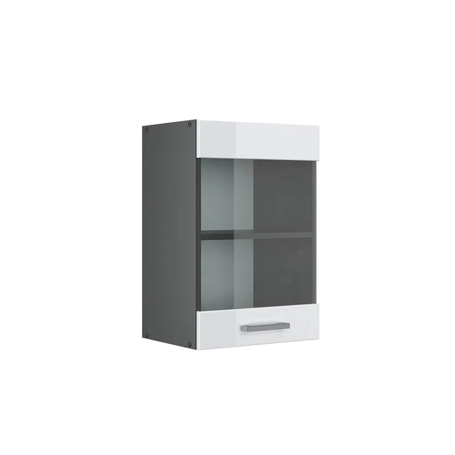 Vicco Küchenglasschrank R-Line Glashängeschrank Weiß Hochglanz Anthrazit 40 cm