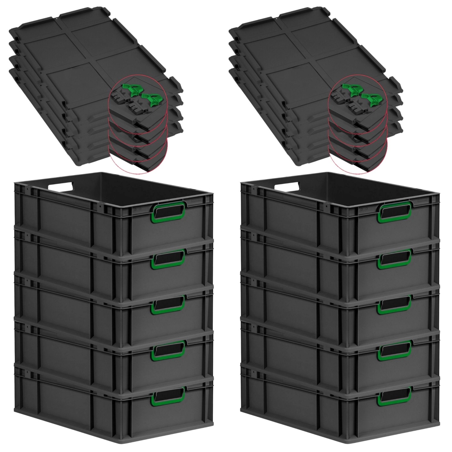 PROREGAL SuperSparSet 10x Eurobox Nextgen Color Mit Scharnierdeckel HxBxT 1 günstig online kaufen