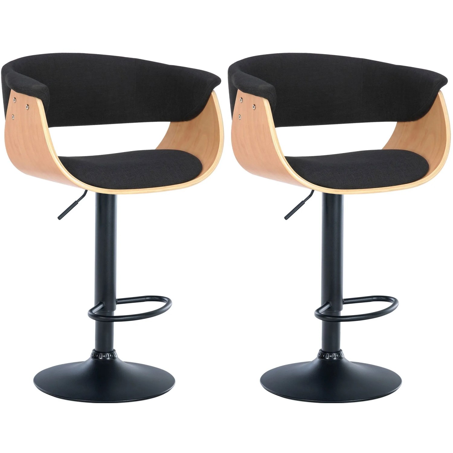 CLP 2er Set Barhocker Vestal natura/schwarz/Stoff
