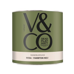 V&CO Premium-Innenfarbe Dead Flat Matt Rosa Farbton 1 Mandelrouge 2,5 l