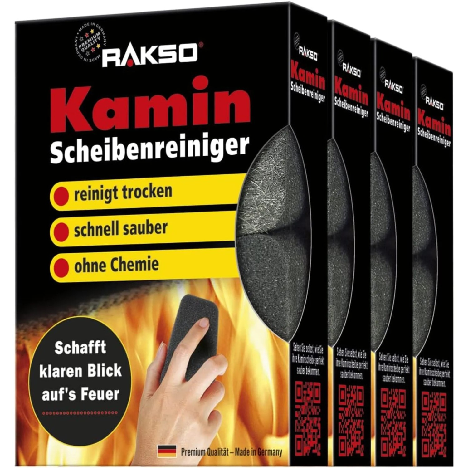 RAKSO Schwämme Kaminscheibenreiniger 4 x 2 Stück
